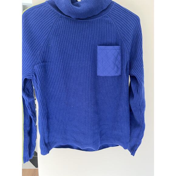 T Talbot's Womens L Cotton Ribbed Turtleneck Sweater Top Racer Stripe Preppy - Picture 1 of 5